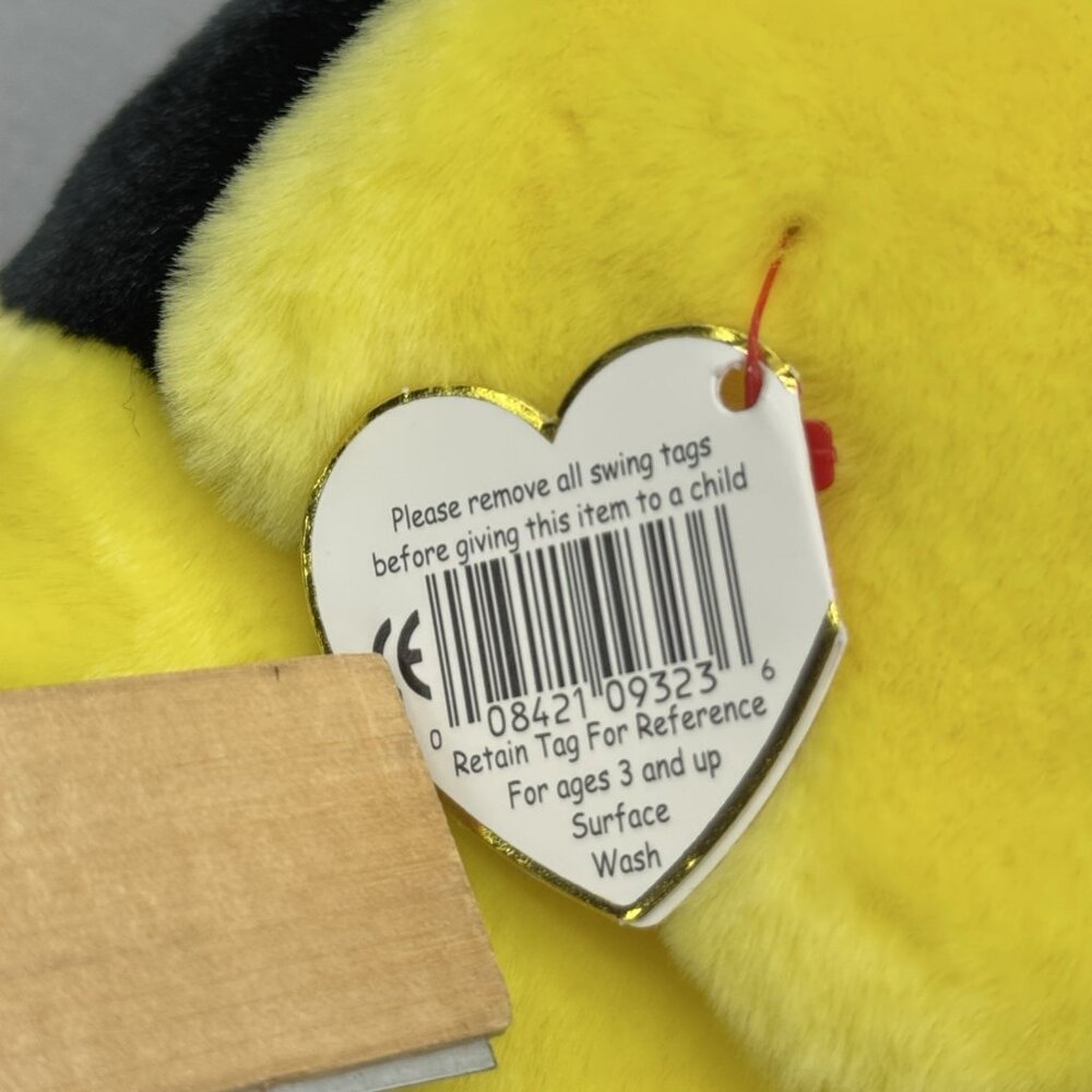 Bubbles Fish Plush Yellow Black Stripe TY Beanie Buddies 1998 Stuffed Toy 10.5" - Picture 8 of 11